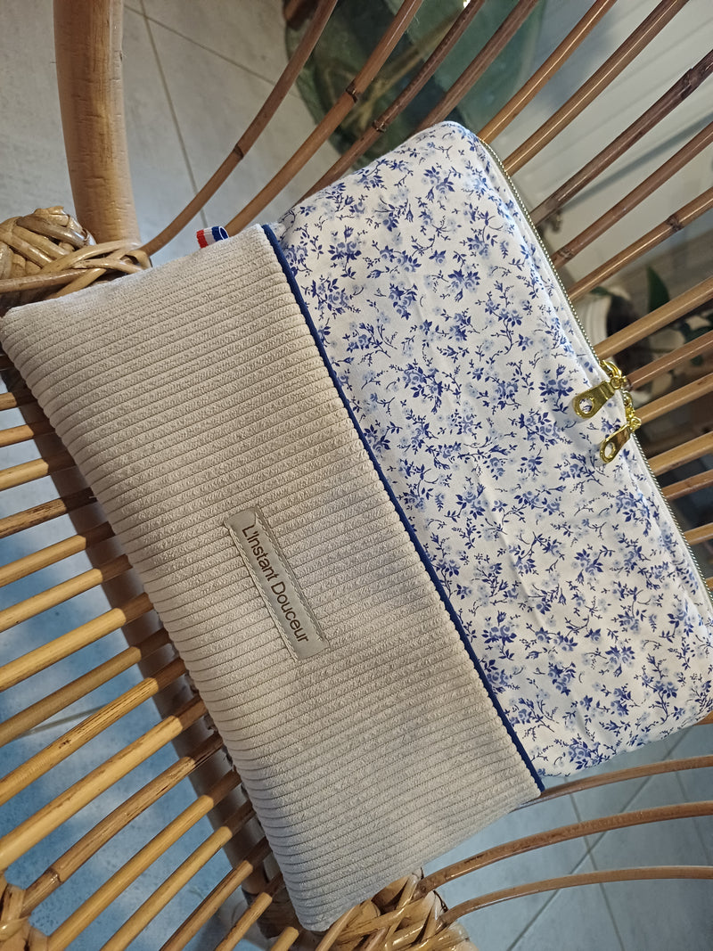 Pochette tablette Liberty bleu & velours beige 💙🤎