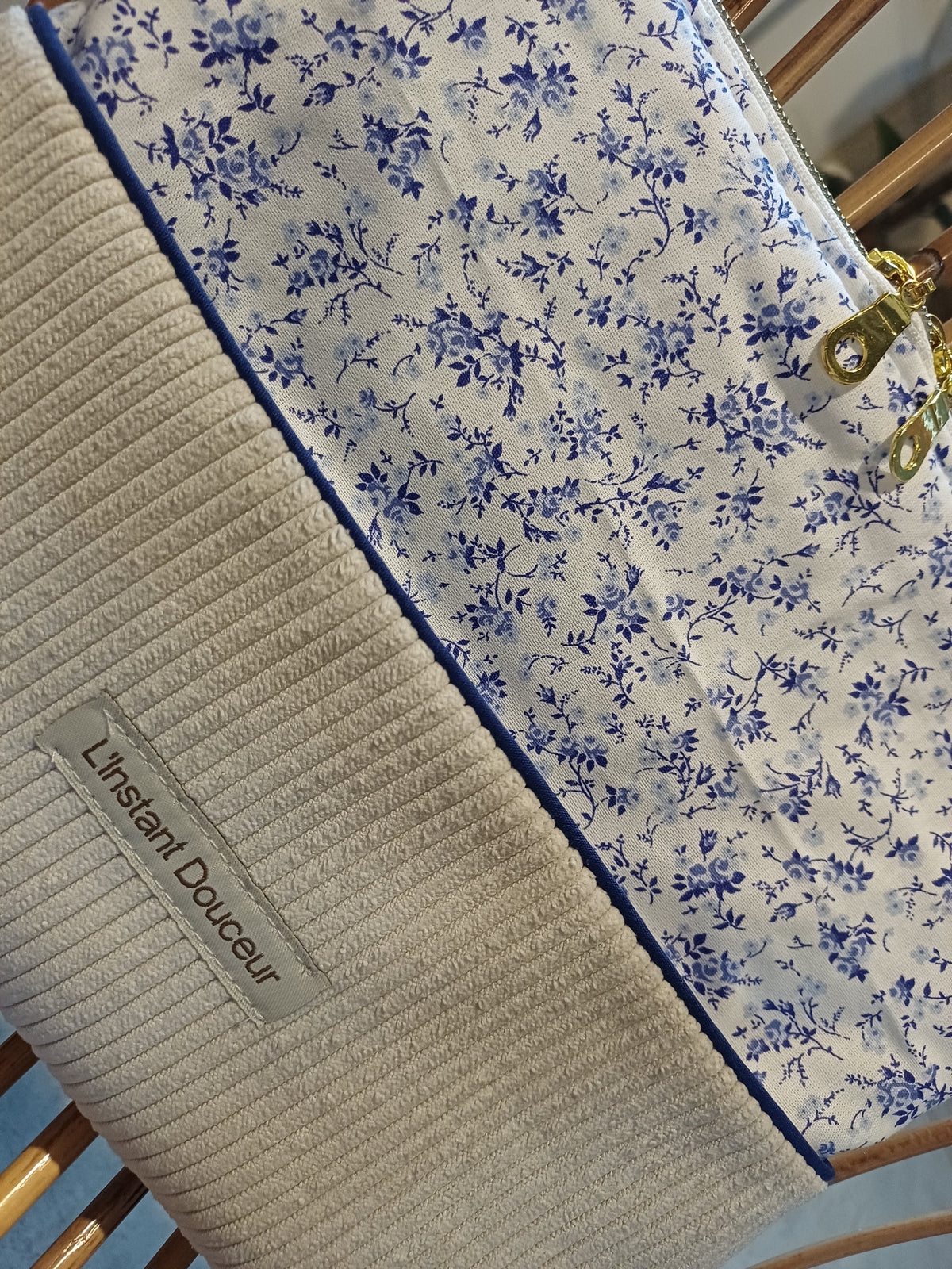 Pochette tablette Liberty bleu & velours beige 💙🤎
