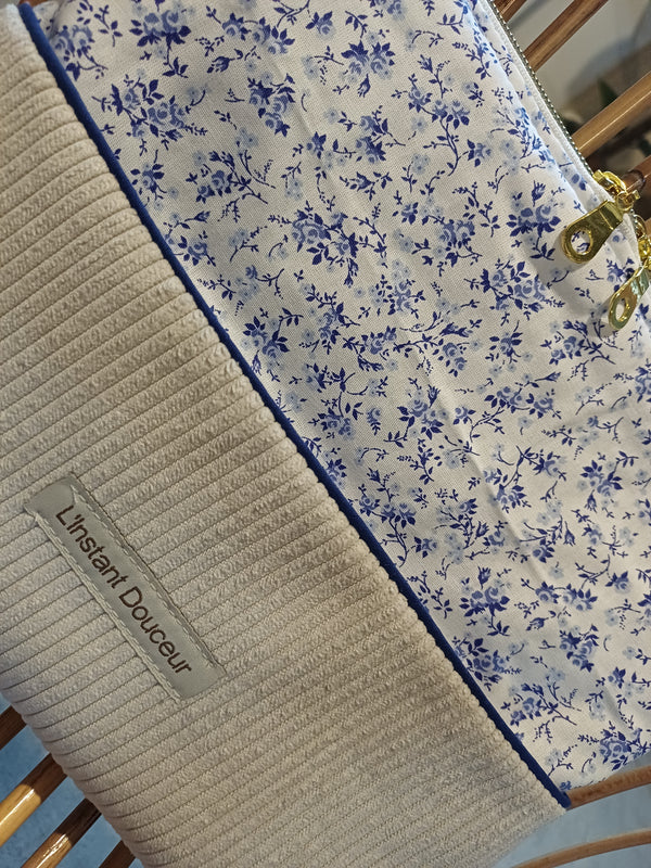 Pochette tablette Liberty bleu & velours beige 💙🤎