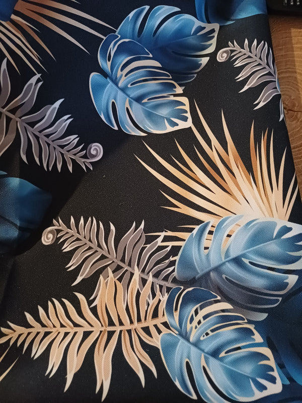 toile enduite bleu marine or tropicale
