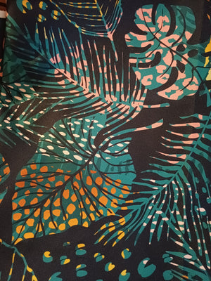 toile enduite  tropical turquoise jaune