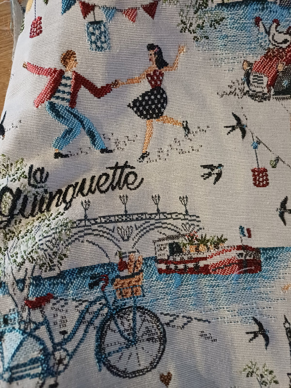toile guinguette blanc bleu rouge