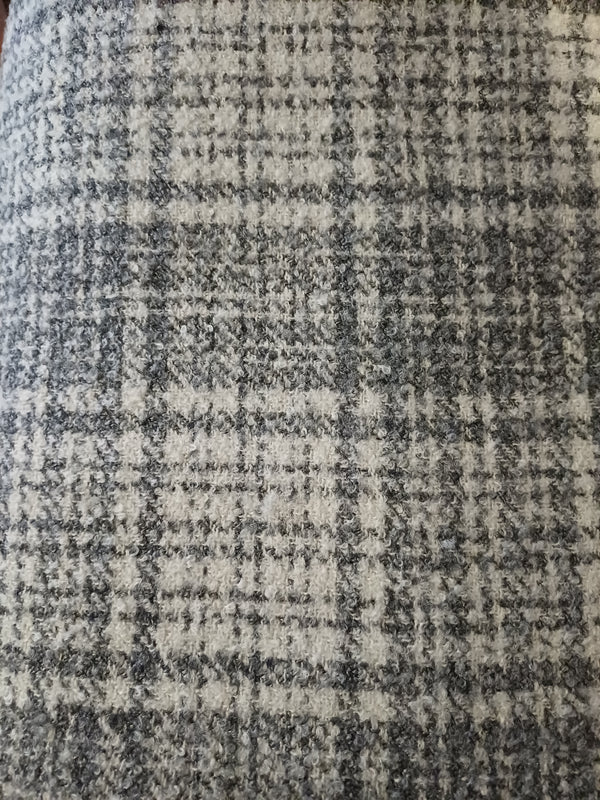 gros lainage quadrillé gris creme