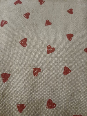toile lin coeur rouge