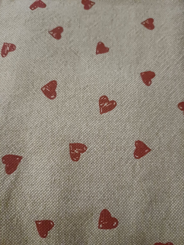 toile lin coeur rouge