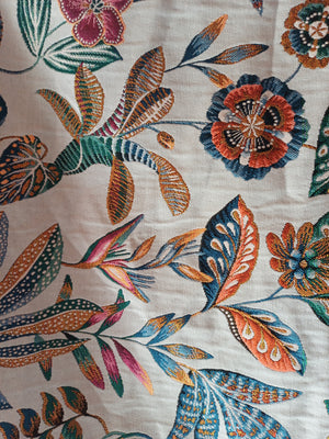 jacquard fleurie blanc multicolore