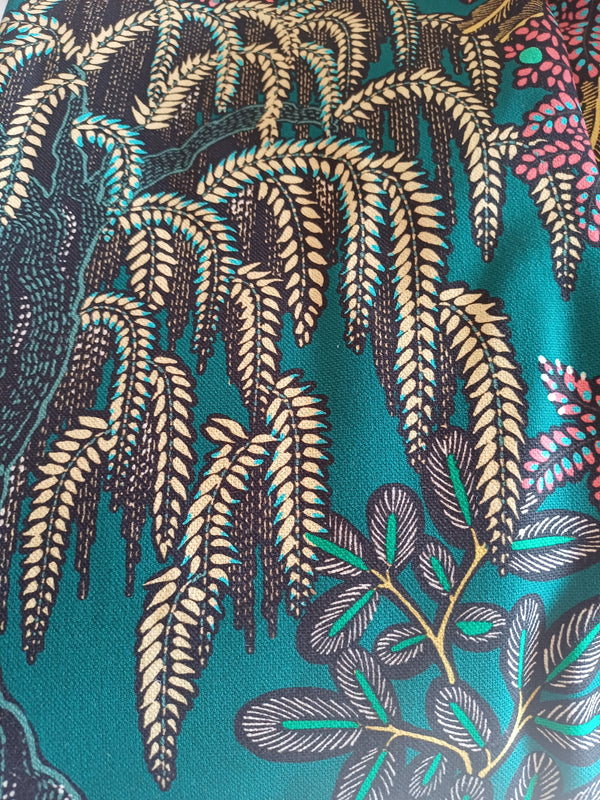 toile thevenon arbre bleu jaune rose